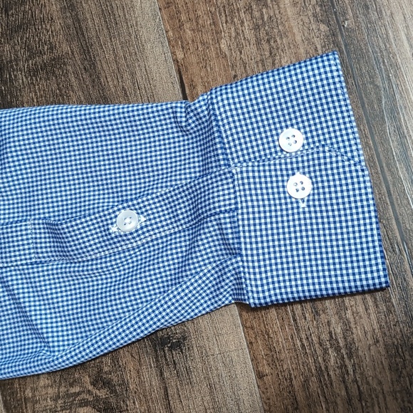 Mizzen+Main Spinnaker Trim Fit Button Down Dress Shirt Gingham Blue Size XL - Picture 4 of 9